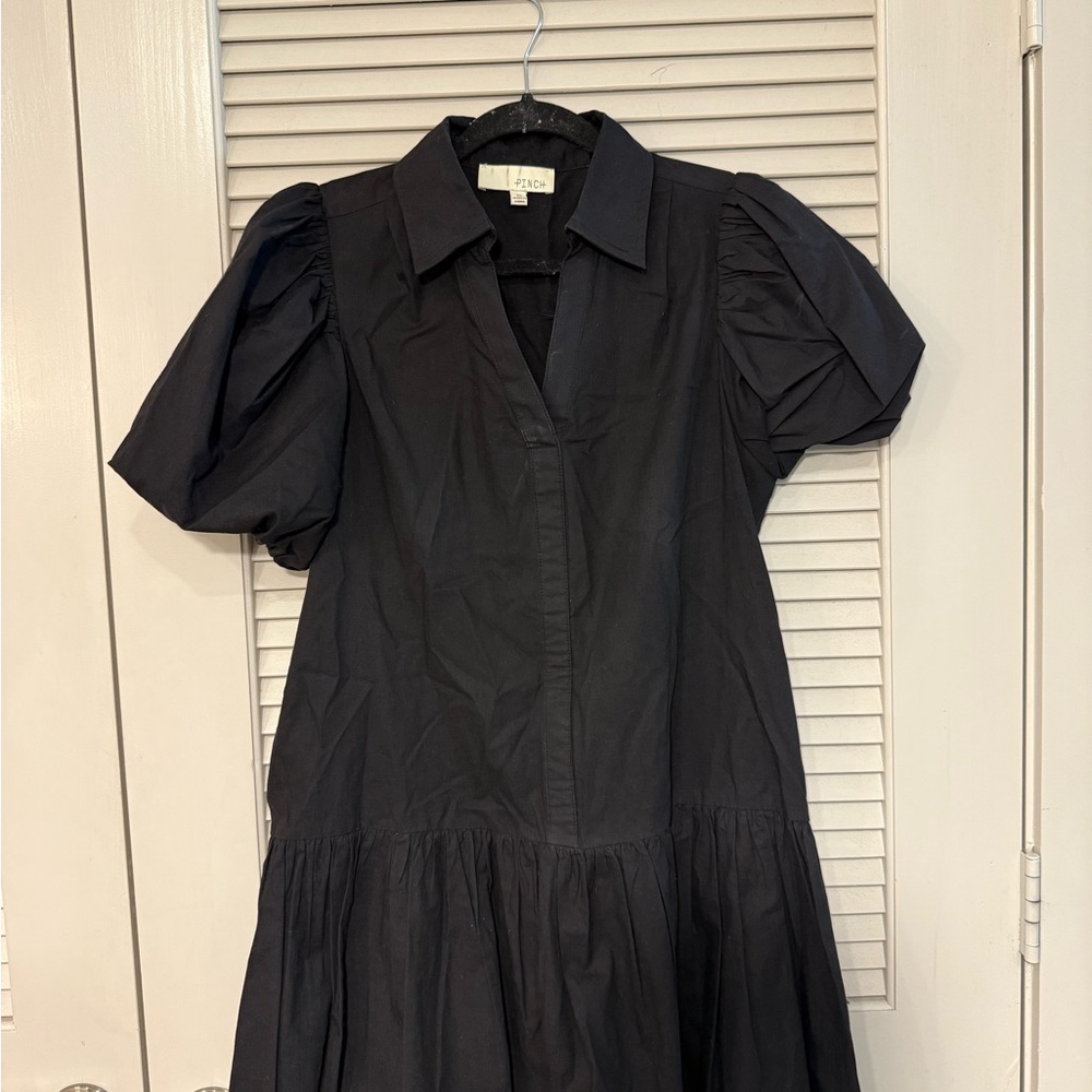 Pinch Black Long Sleeve Dress with Puff Sleeves